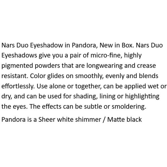 NARS Eyeshadow Duo Pandora NIB - Picture 2 of 3